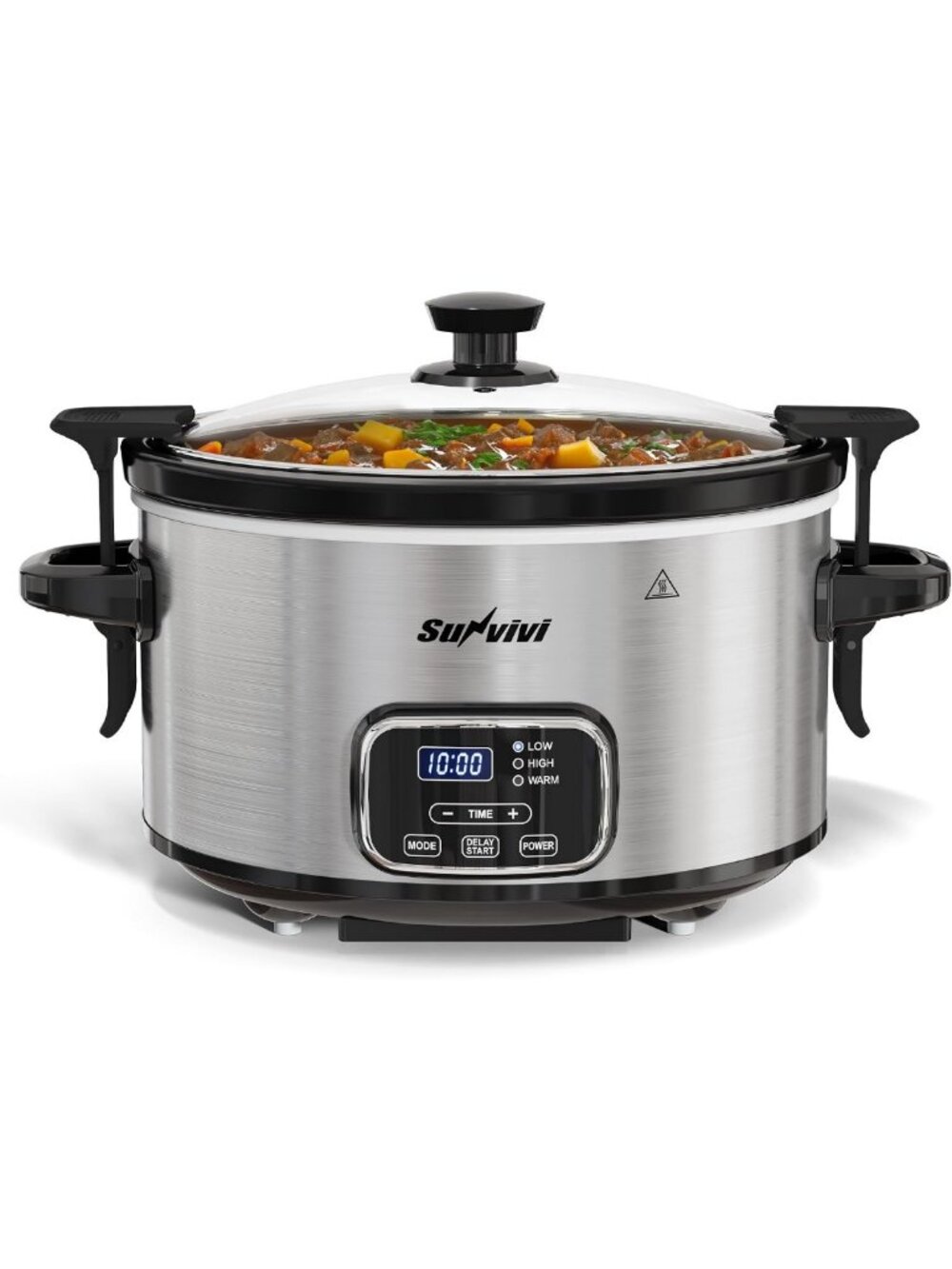 4QT Programmable Slow Cooker with Locking Lid, Removable Pot, 3 Settings
